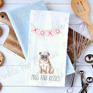 Pug Valentine&#39;s Design - Pugs and Kisses ~ Valentine&#39;s Day Sublimation Design Template