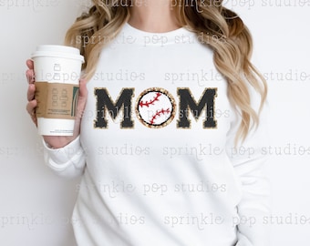 Baseball Mom Shirt Design | Baseball Design | Colorful Patch Letters | Varsity Letters | Faux Chenille Letters | Noir