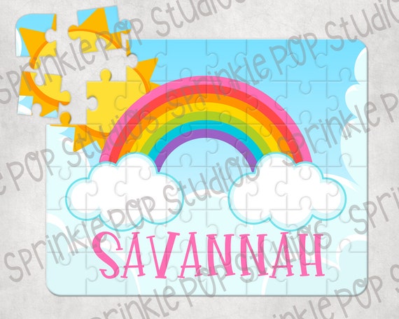 Plantilla de diseño de sublimación de rompecabezas del arco iris Arco  iris y sol Diseño de rompecabezas personalizados Rompecabezas