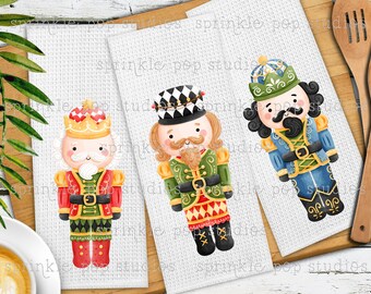 Bundle | Set of 3 Nutcracker Designs | Christmas Flour Sack Towel Design | Large Nutcrackers | Christmas Sublimation Design