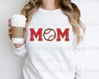 Baseball Mom Shirt Design | Baseball Design | Colorful Patch Letters | Varsity Letters | Faux Chenille Letters | Ruby