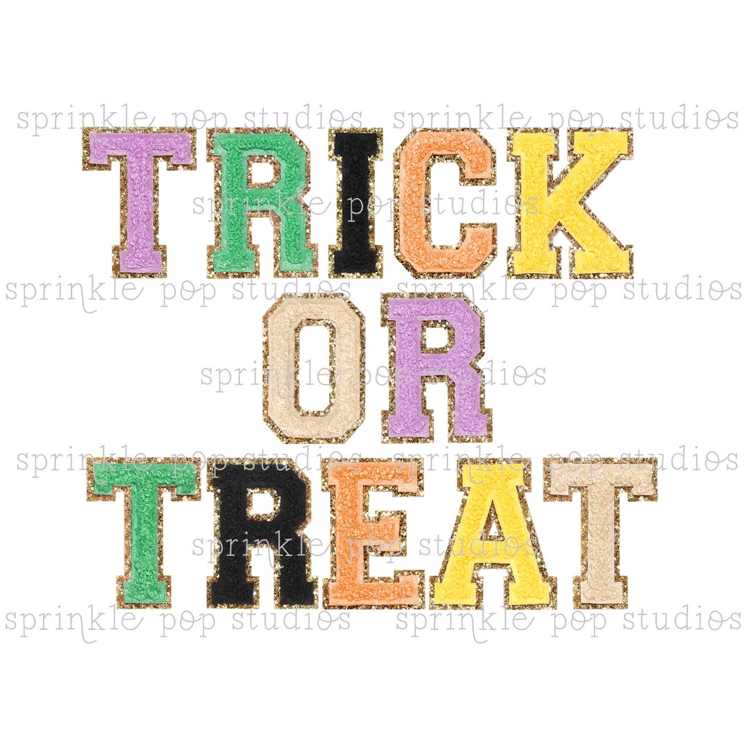 Trick Lettering Halloween Sublimation Design | Trick or Treat | Colorful Patch Letters ...