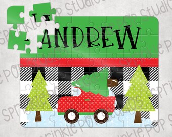 Christmas Puzzle Sublimation Design Template ~ Christmas Truck ~ Custom Puzzle Design ~ Personalized Puzzle