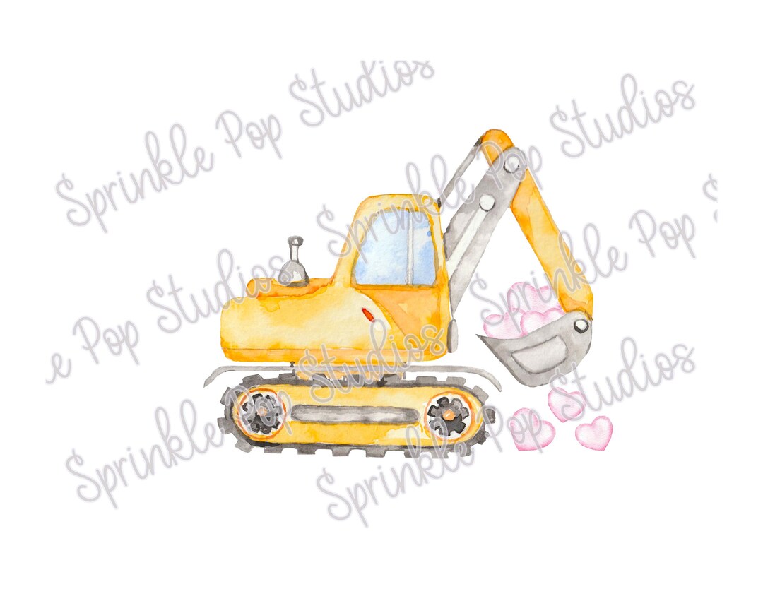 Construction Valentine's Design - Pink Hearts on Front Loader ...