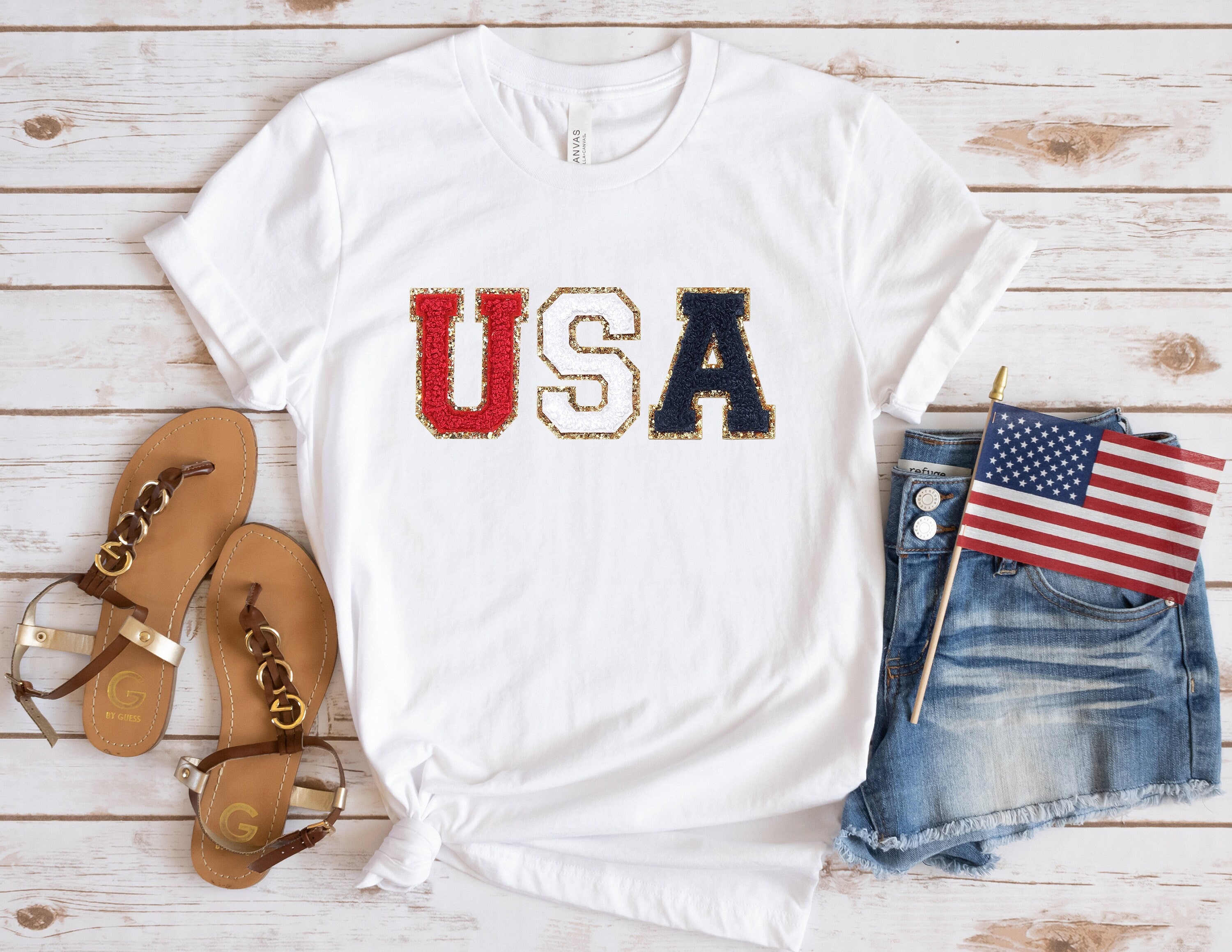 新品 SKINS USA国旗デザイン半袖ジャージ SITIP イタリア製 XL Cute USA Shirt Design | USA | Colorful Patch Letters | Varsity