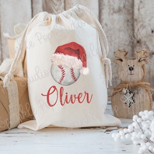 Santa Sack Christmas Design ~ Editierbares Design ~ Personalisierte Weihnachtstasche ~ Baseball Santa ~ Weihnachtsmann Sublimation Design Vorlage