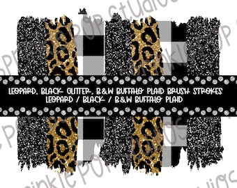 Leopard Buffalo Plaid Brush Stroke – Glitter Sublimation Design (PNG)
