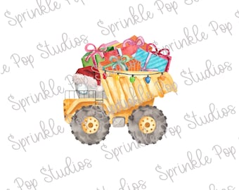 Dump Truck Christmas Design - Truck with Presents ~ Christmas Sublimation Design Template