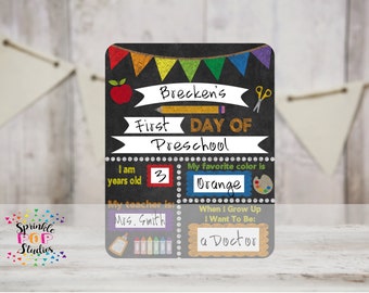 Colorful Chalkboard First and Last Day of School Sign ~ Dry Erase Board Sublimation Design Template ~ Back to School
