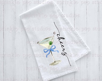 Flour Sack Towel Design ~ Martini Cheers ~ Bar Towel Design Template