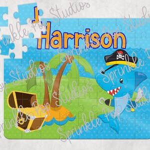 Cute PirateShark Puzzle Sublimation Design Template ~ Pirate Shark ~ Custom Puzzle Design ~ Personalized Puzzle