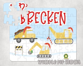 Christmas Puzzle Sublimation Design Template ~ Construction Christmas ~ Custom Puzzle Design ~ Personalized Puzzle Design