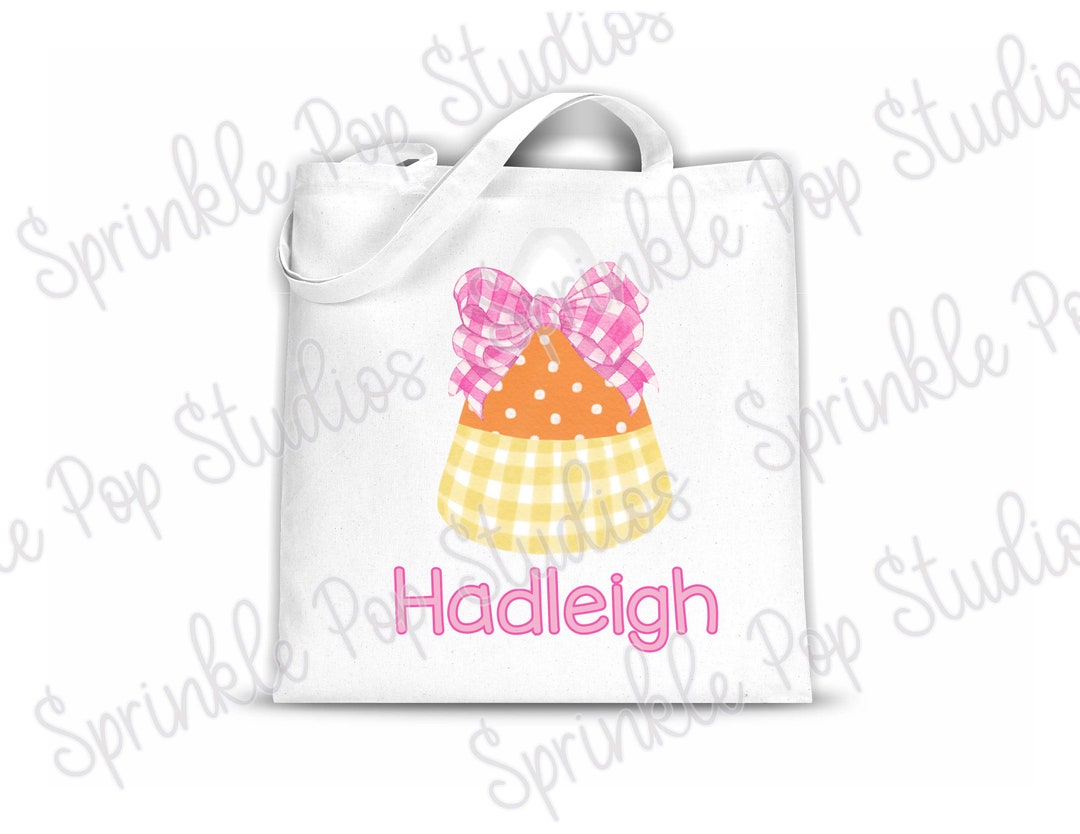 Halloween Trick or Treat Bag Design | Candy Corn Cutie | Pink Plaid ...