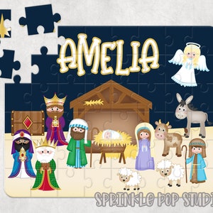 Christmas Puzzle Sublimation Design Template ~ Nativity Scene ~ Custom Puzzle Design ~ Personalized Puzzle Design