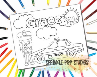Police Coloring Page Etsy
