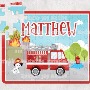 Firefighter Puzzle Sublimation Design Template ~ Fireman Puzzle ~ Custom Puzzle Design ~ Personalized Puzzle