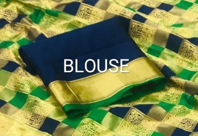 Pure Banarasi Jacquard saree with Fantastic Checks pattern Weaving with thread and zari with beautiful blouse Vrushali/'S Saree
