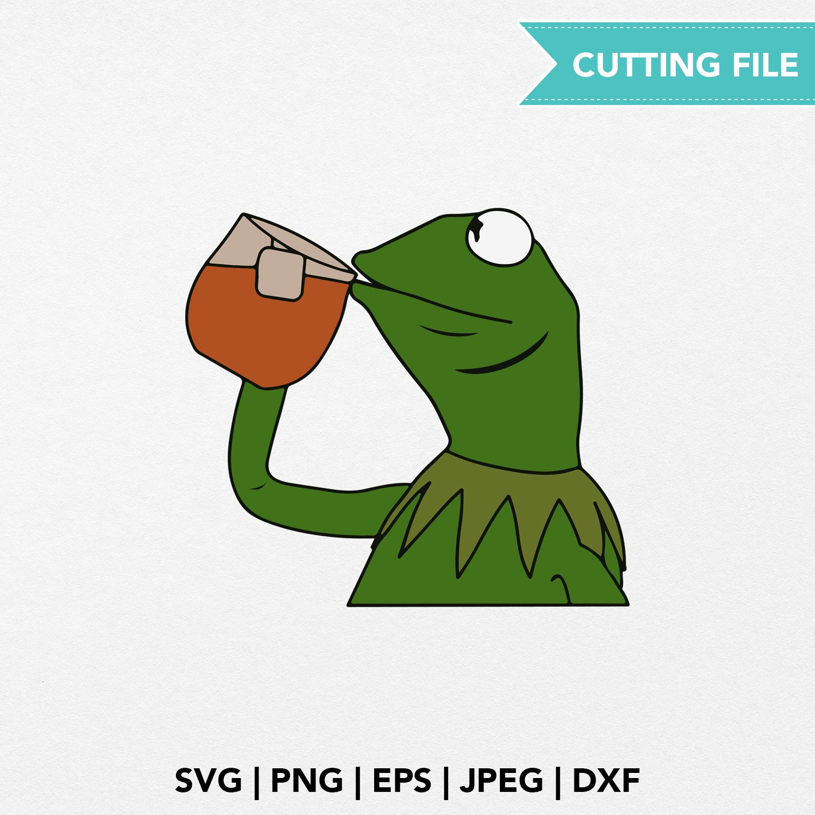 Kermit Tea SVG Kermit sorbos de té icono de Kermit Kermit Etsy