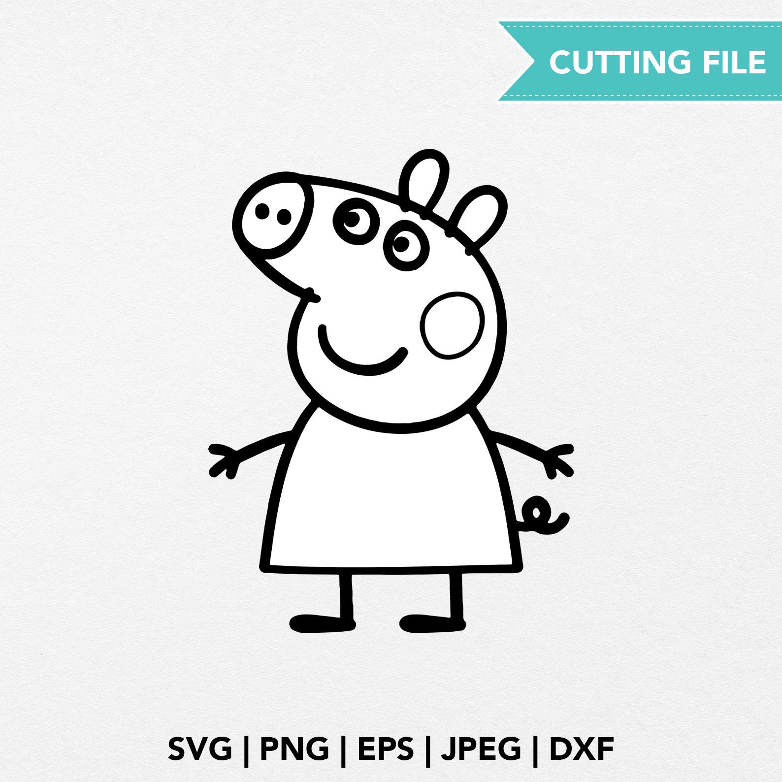 Peppa Pig black and white Peppa Pig svg Peppa Pig cutout Etsy