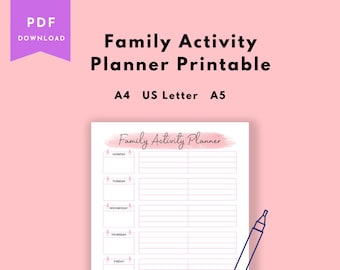 Family Activity Planner Printable | Family Organizer | Digital Download