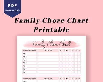 Familienarbeitsübersicht PDF | Kinderarbeitstabelle | Job-Chart | Wochenübersicht