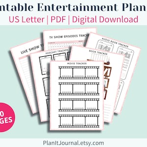 Printable Entertainment Planner: Movie, TV, Podcast Tracker (PDF)