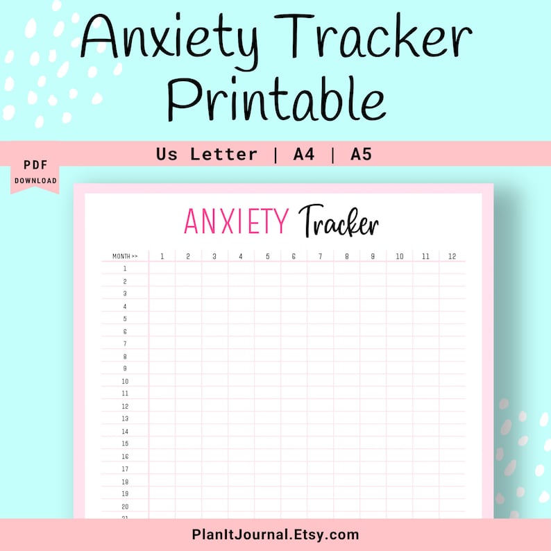 Anxiety Tracker Printable Pdf Digital Download Etsy