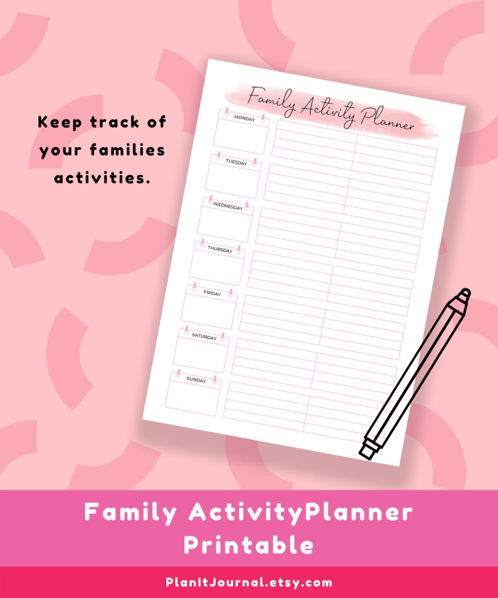 Free Printable Extracurricular Family Activity Planner Free Printable Extracurricular Family Activity Planner