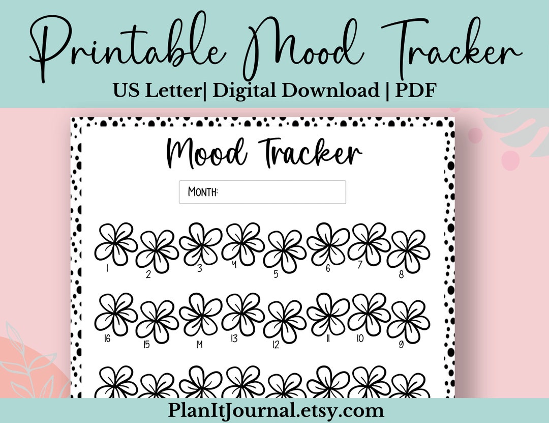 Flower Monthly Mood Tracker Printable, Digital Download, US Letter ...