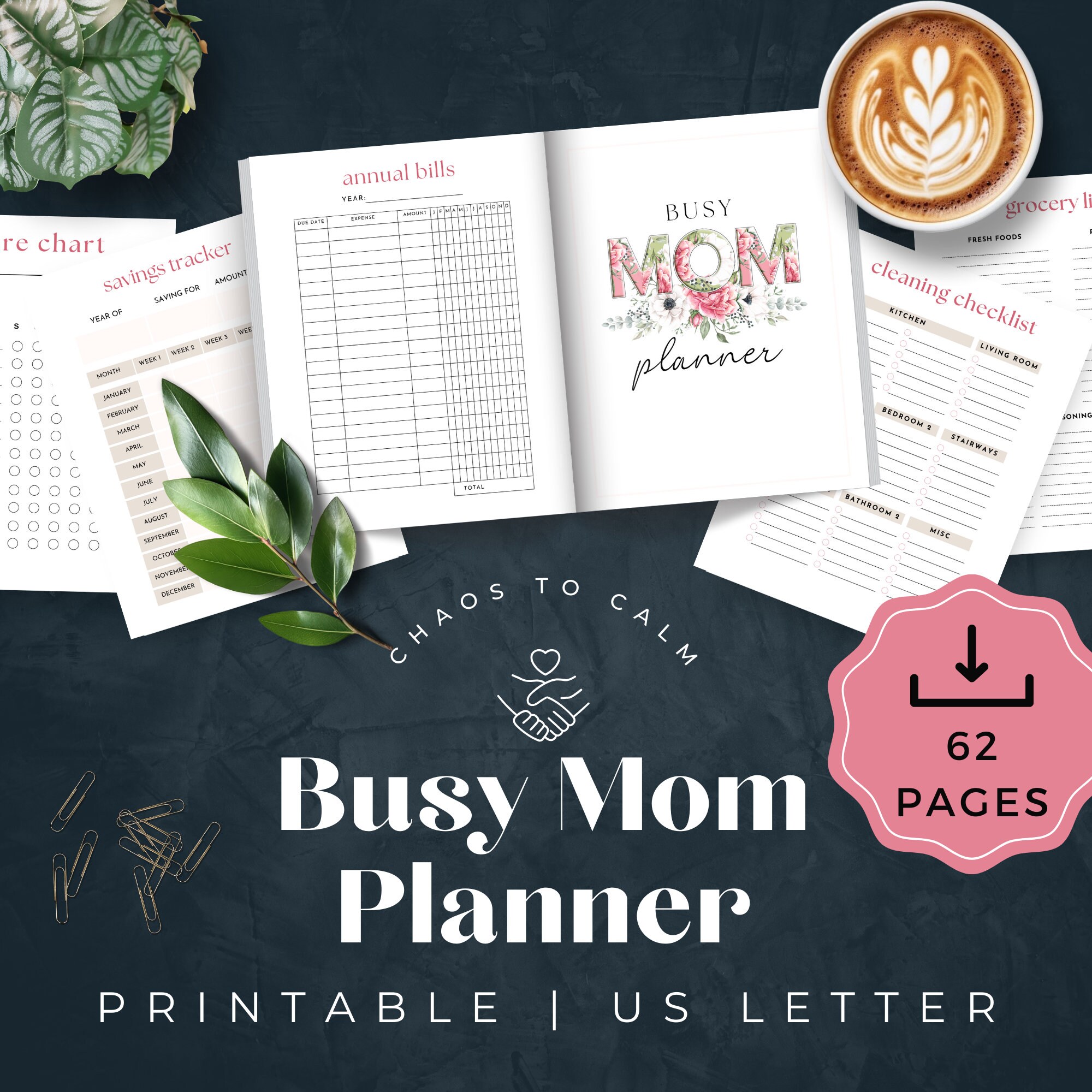 Mom Life Planner - Family Organizer for Busy Moms - Printable US Letter ...