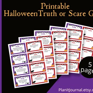 Printable Halloween Truth or Scare Game, Halloween Game, US Letter, Digital Download, pdf