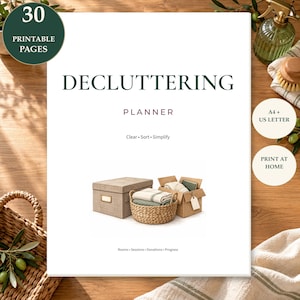Decluttering Planner Printable, Room by Room Declutter, Donation, Sell, Storage, Clutter Tracker and Home Reset PDF