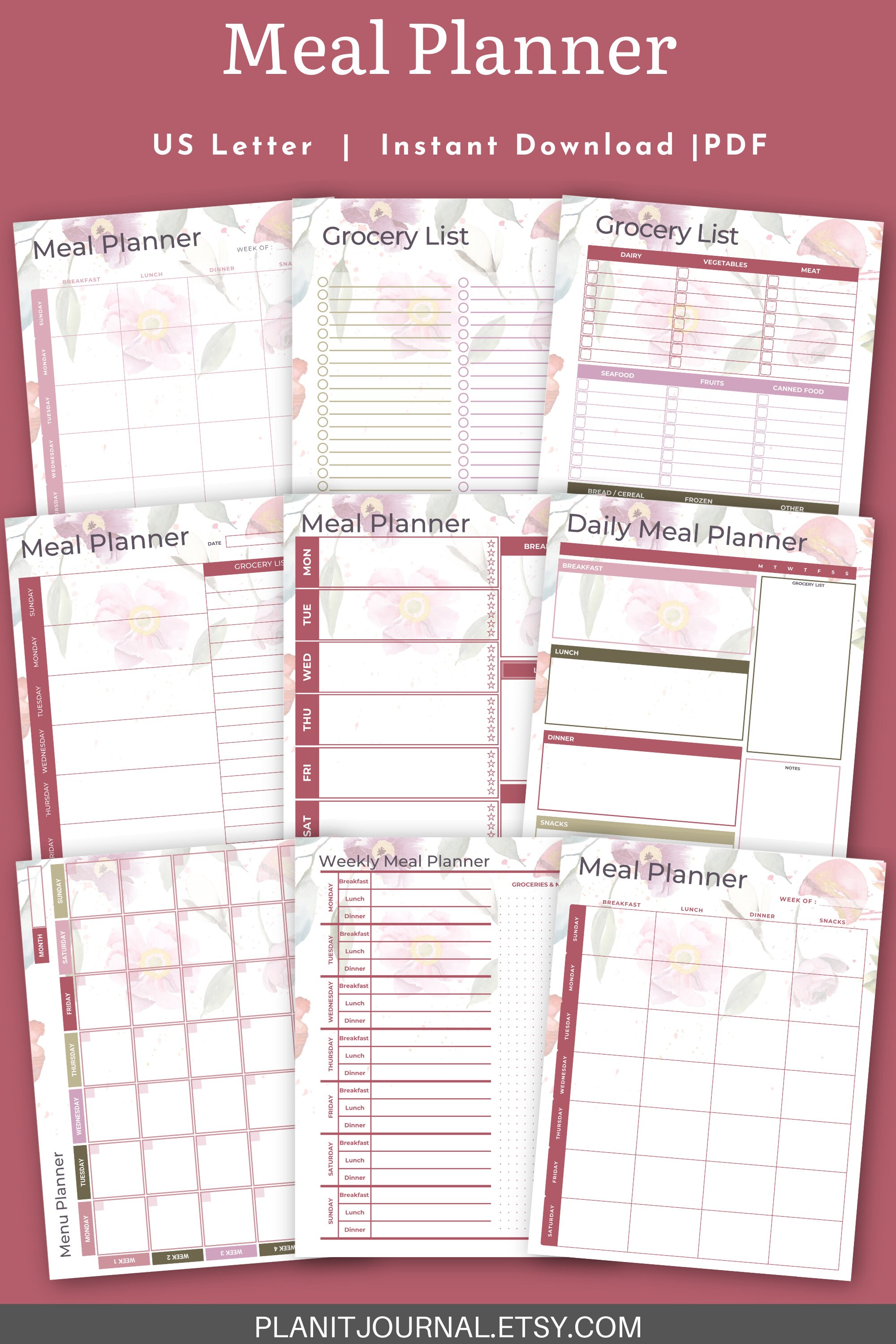 The Ultimate Meal Planner Printable | Digital Download | PDF - Etsy