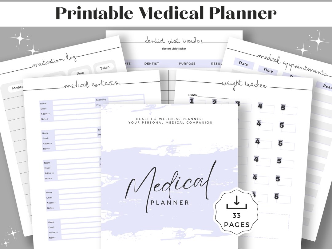 Comprehensive Medical Planner, Health & Medication Tracker, Printable ...