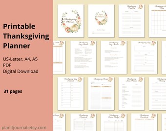 Printable Thanksgiving Planner: Holiday Binder (US Letter, A4, A5) (Digital Download)