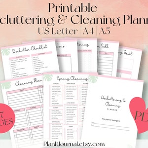 Printable Declutter Planner  - US- Letter,A4, A5  -  Cleaning Planner, Household Organizer,Digital Download, PDF