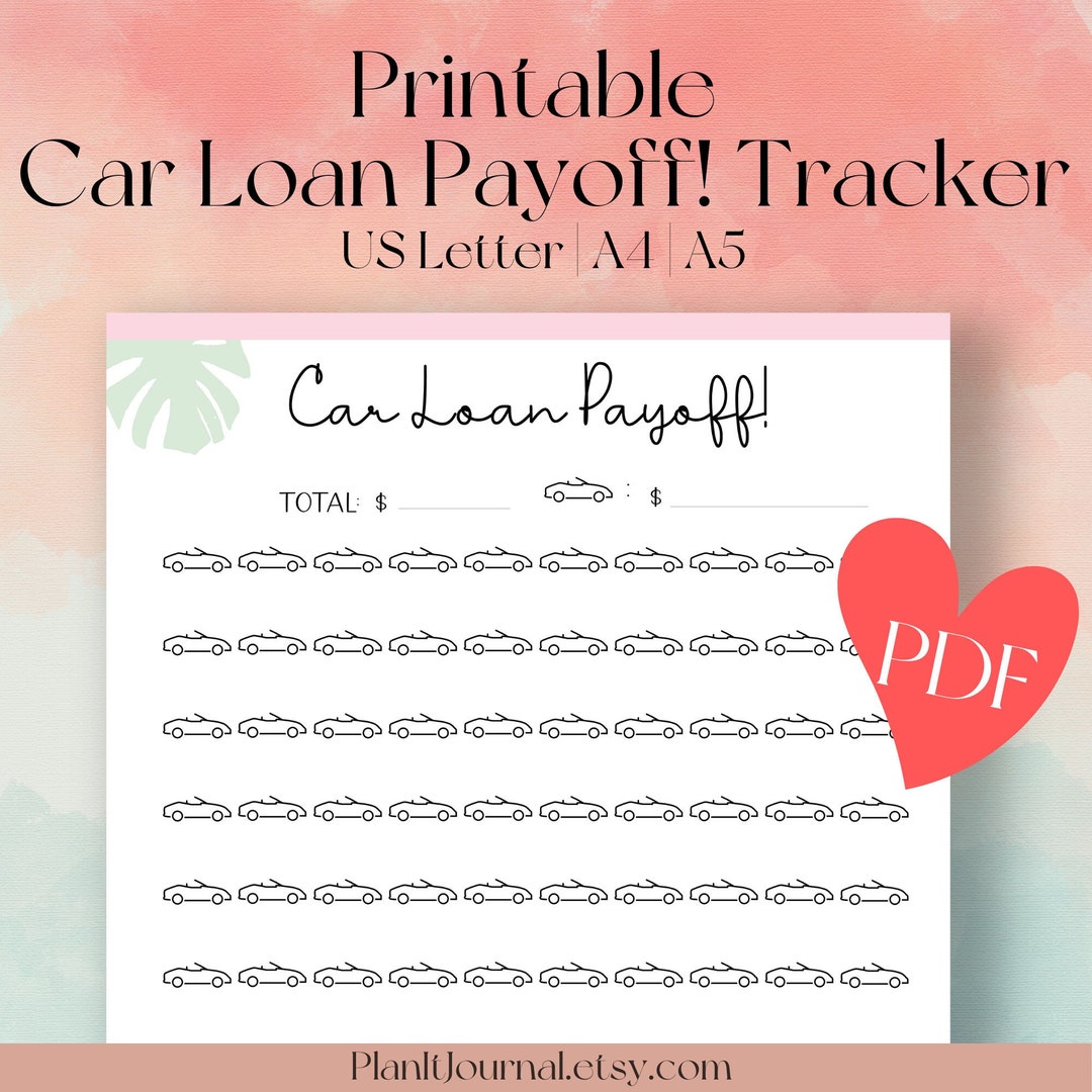 Printable Car Loan Payoff! Tracker - US- Letter,a4, A5 - Debt Tracker,budgeting Printable , Cute ...