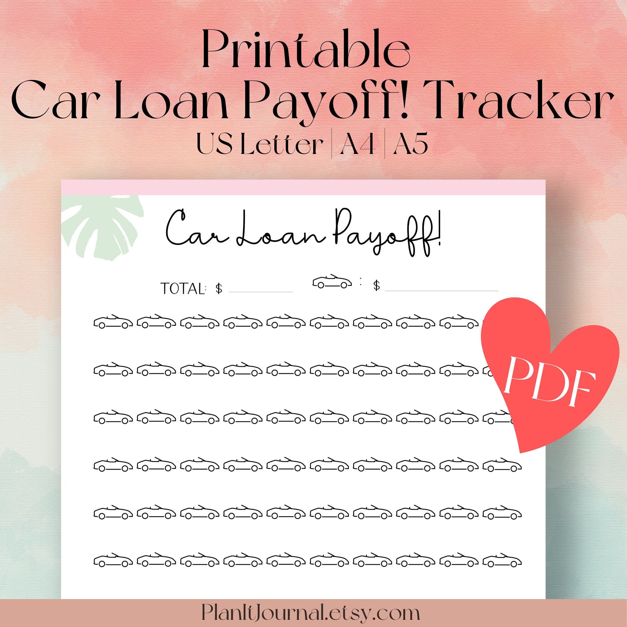 Printable Car Loan Payoff Tracker US Lettera4 A5 Debt - Etsy