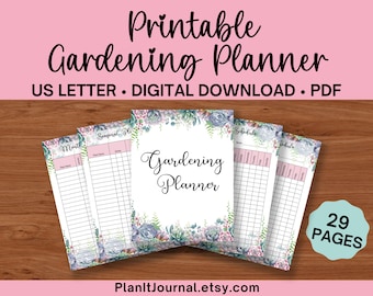 Planificador de jardín imprimible: Diario de jardinería con letras de EE. UU. (Descarga digital)