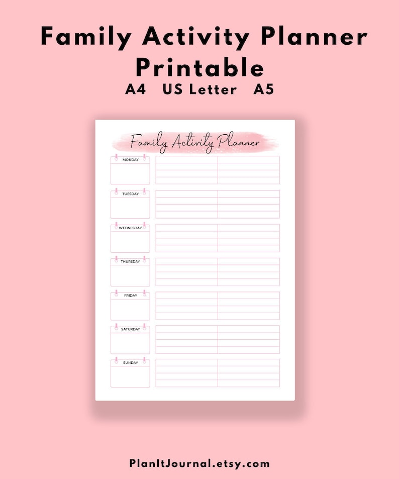 Family Activity Planner Printable Family Organizer Digital - Etsy Australia