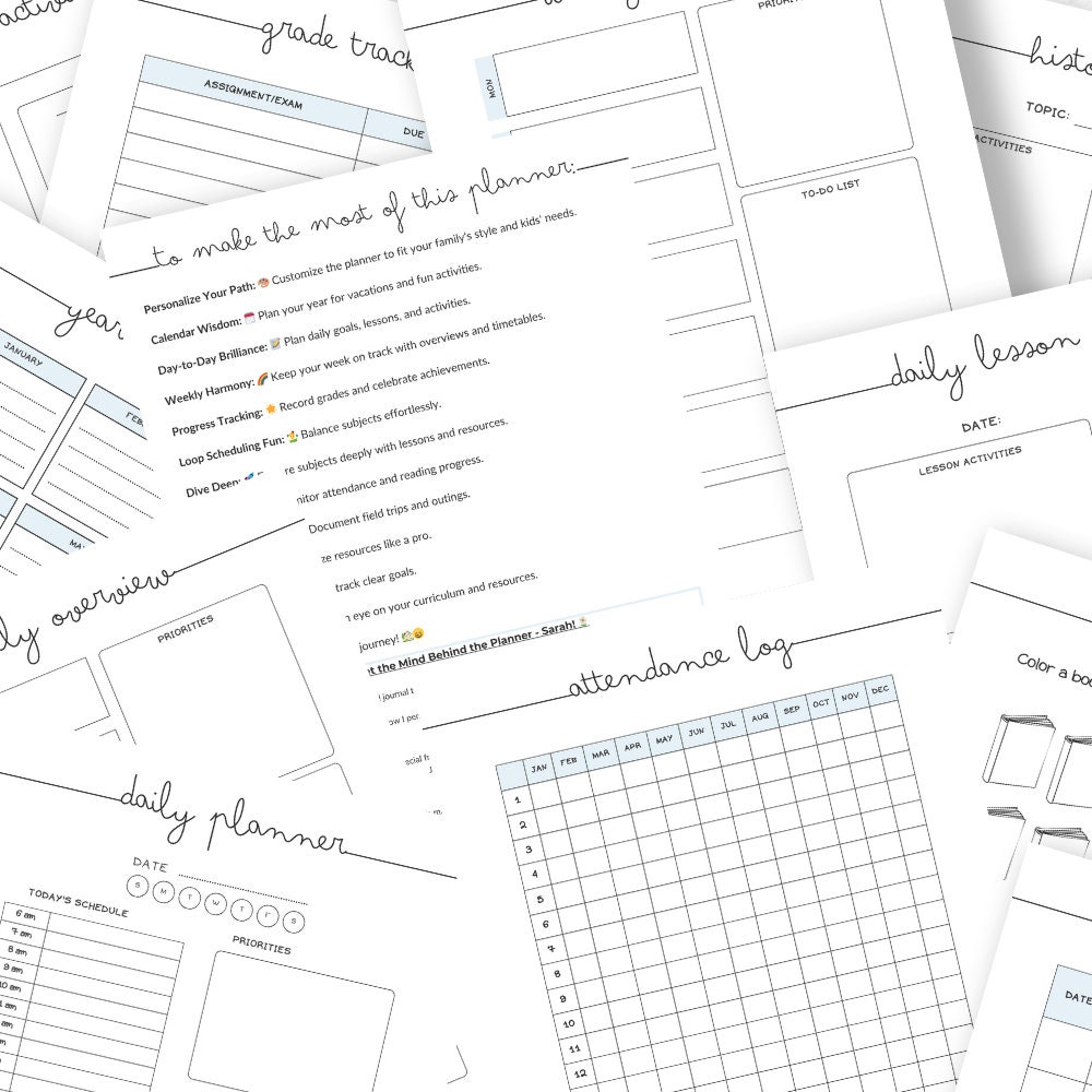 Comprehensive Printable Homeschool Planner With Loop Schedule, Binder ...