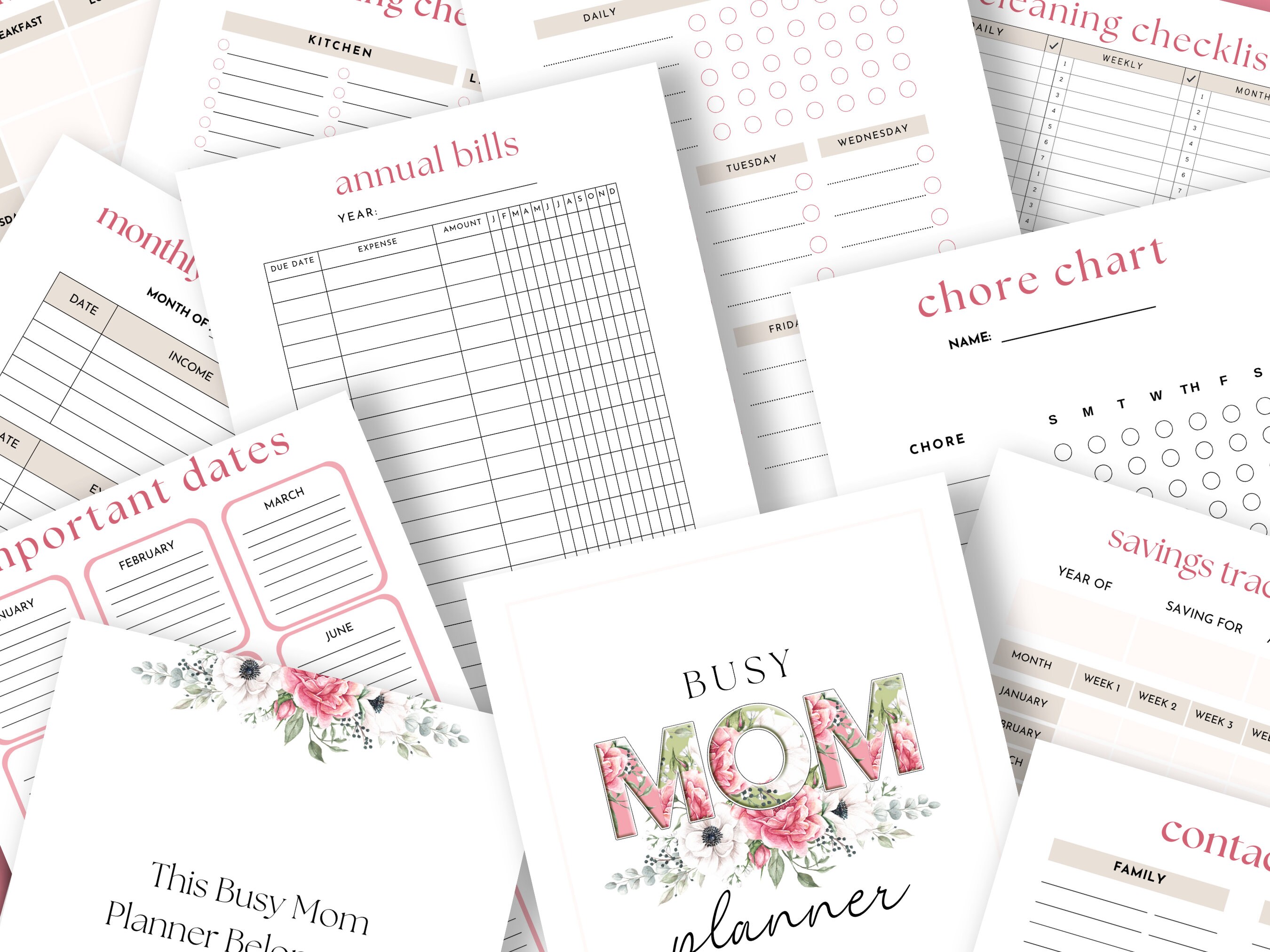 Mom Life Planner - Family Organizer for Busy Moms - Printable US Letter ...