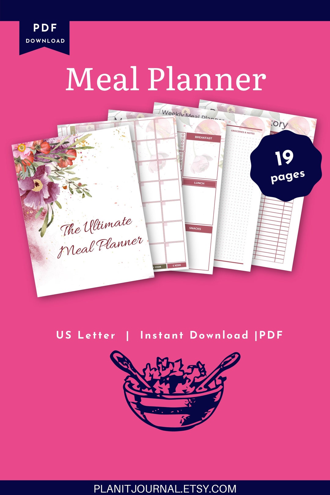 The Ultimate Meal Planner Printable | Digital Download | PDF - Etsy