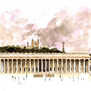 carte postale, A6, éditée à partir d'aquarelle de Lyon