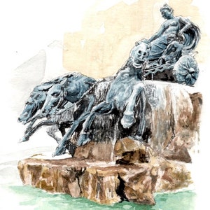 carte postale, A6, éditée à partir d'aquarelle de Lyon
