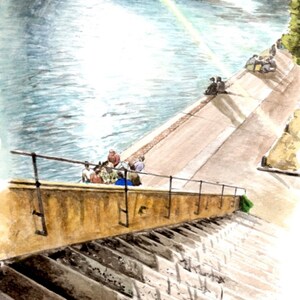 carte postale, A6, éditée à partir d'aquarelle originale de Lyon