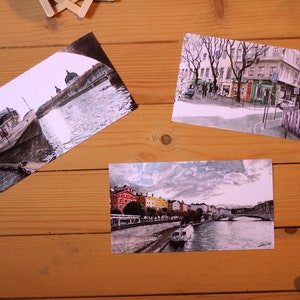 Lot de 3 cartes postales éditées à partir d'aquarelles de Lyon