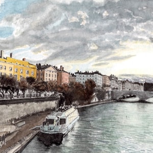 Postkarte, 10.5 x 19 cm, herausgegeben aus Lyon Aquarell