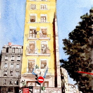 carte postale, A6, éditée à partir d'aquarelle originale de Lyon