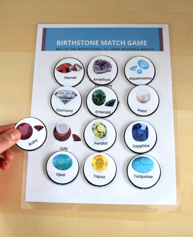 Printable Toddler Worksheet, Birthstone Match Game, Busy Book Page ...